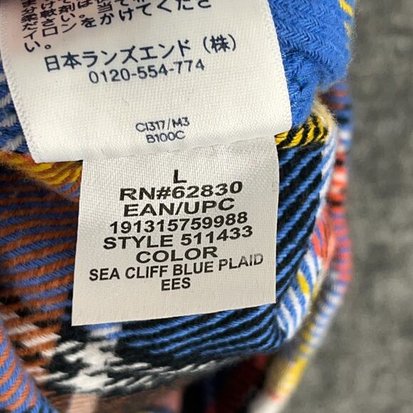 Lands End‎ Flannel Shirt Large 42-44 Mens Button-Up  Plaid Chore Heavyweight - Picture 5 of 8